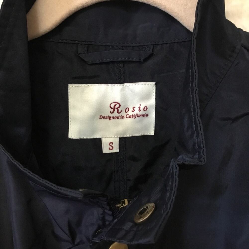Navy Glossy Drawstring Trim Button-Down Coach Jacket - Picture 8 of 16